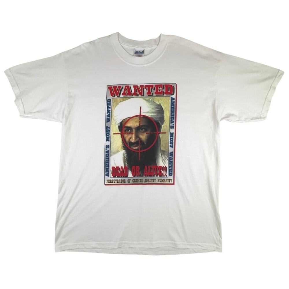 Vintage Y2K Osama Bin Laden Wanted Dead or Alive 9/11 T-Shirt XL Gildan